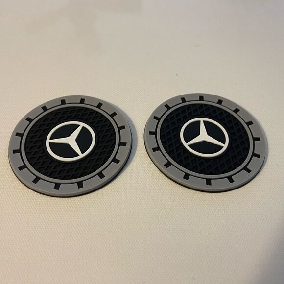 Mercedes Benz Car Cup Coasters in Black and Gray Set of 2 NWT - Picture 2 of 4